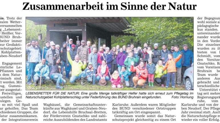 Zusammenarbeit im Sinne der Natur – BNN 26.10.2016